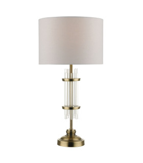 Chrysler and Crystal Table Lamp with Shade Antique Brass-1