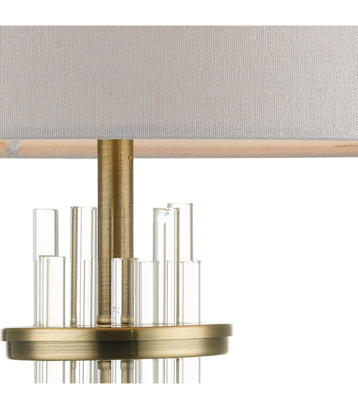 Chrysler and Crystal Table Lamp with Shade Antique Brass-3
