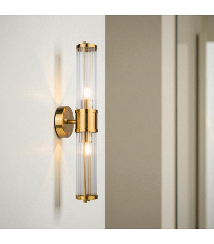 Eleanor Bathroom Wall Light Brushed Brass IP44-3