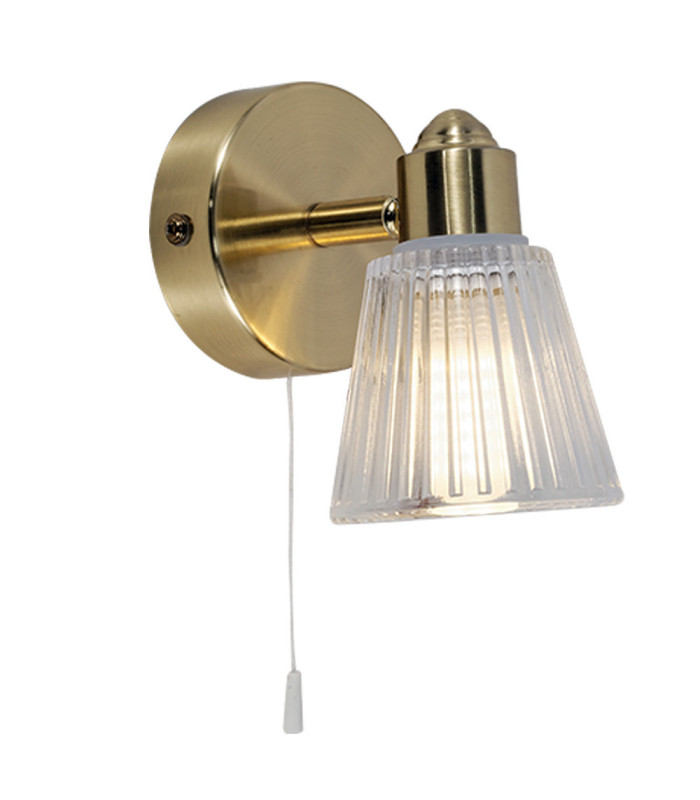 Gatsby Bathroom Wall Light Pull Cord Satin Brass IP44