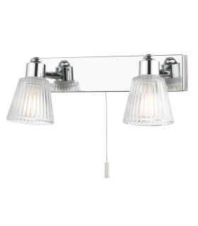 Gatsby Bathroom Twin Wall Light Pull Cord Polished Chrome IP44-1