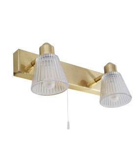 Gatsby Bathroom Twin Wall Light Pull Cord Satin Brass IP44-1