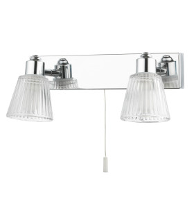 Gatsby Bathroom Twin Wall Light Pull Cord Polished Chrome IP44-2