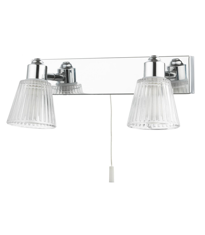 Gatsby Bathroom Twin Wall Light Pull Cord Polished Chrome IP44-2