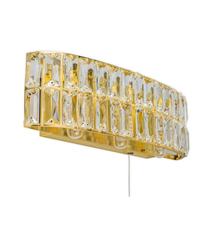 Haley 3 Light Bathroom Wall Light Pull Cord Satin Brass IP44-1