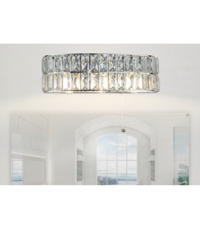 Haley 3 Light Bathroom Wall Light Pull Cord Polished Chrome IP44-2