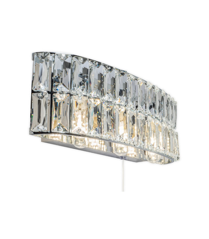 Haley 3 Light Bathroom Wall Light Pull Cord Polished Chrome IP44-3