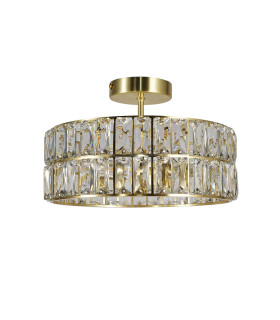 Haley 4 Light Bathroom Crystal Ceiling Light Satin Brass IP44-1