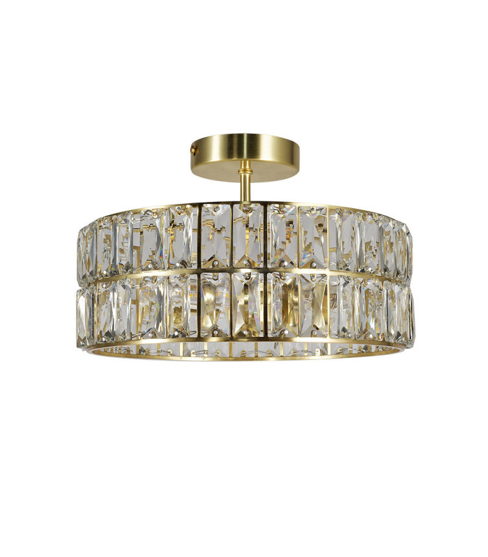 Haley 4 Light Bathroom Crystal Ceiling Light Satin Brass IP44-1