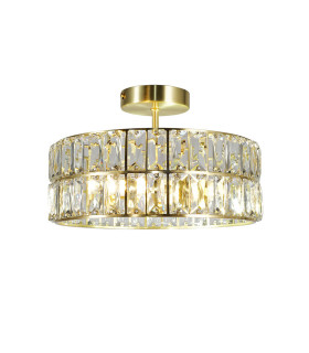 Haley 4 Light Bathroom Crystal Ceiling Light Satin Brass IP44-2