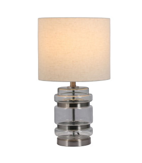 Hartley Table Lamp with Shade Satin Chrome