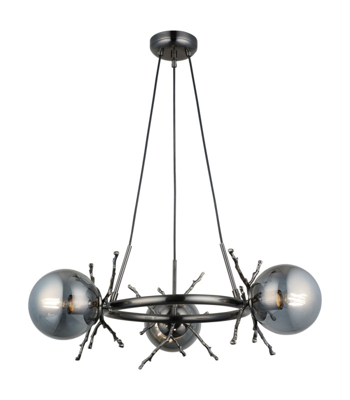 Harvey 3 Light Pendant Ceiling Light Brushed Chrome Black