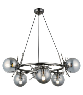 Harvey 6 Light Pendant Ceiling Light Brushed Chrome Black-1