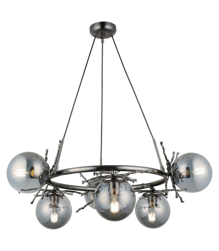 Harvey 6 Light Pendant Ceiling Light Brushed Chrome Black-1