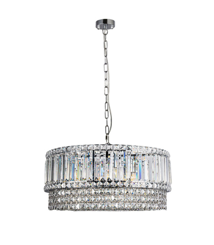 ISLA 9 Light with Crystal Pendant Ceiling Light Polished Chrome-1