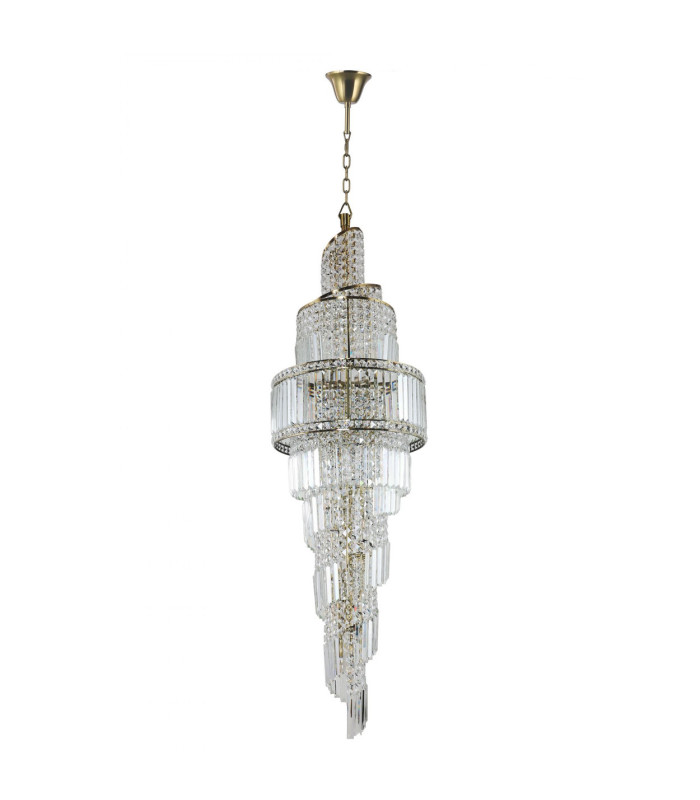 ISLA 19 Light Crystal Light Antique Brass