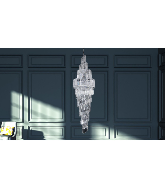 ISLA 24 Light 2200mm Crystal Chrome Ceiling Light-2