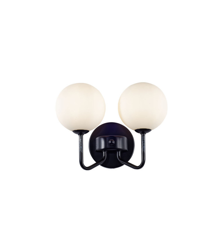 Lando Wall Light with Opal Ball Matt Black-1