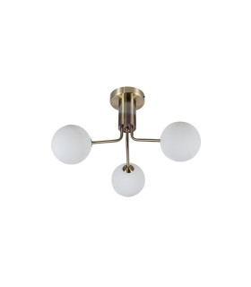 Lando 3 Ceiling Light Semi Flush Ceiling Light with Opal Ball Antique Brass-2