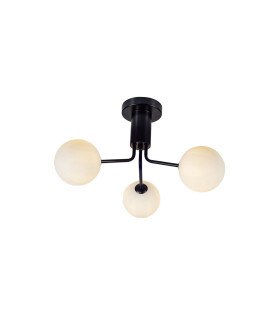 Lando 3 Ceiling Light Semi Flush Ceiling Light with Opal Ball Matt Black-1