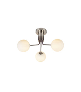 Lando 3 Ceiling Light Semi Flush Ceiling Light with Opal Ball Satin Chrome-1
