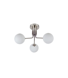 Lando 3 Ceiling Light Semi Flush Ceiling Light with Opal Ball Satin Chrome-2