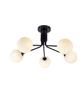 Lando 5 Ceiling Light Semi Flush Ceiling Light with Opal Ball Matt Black-1
