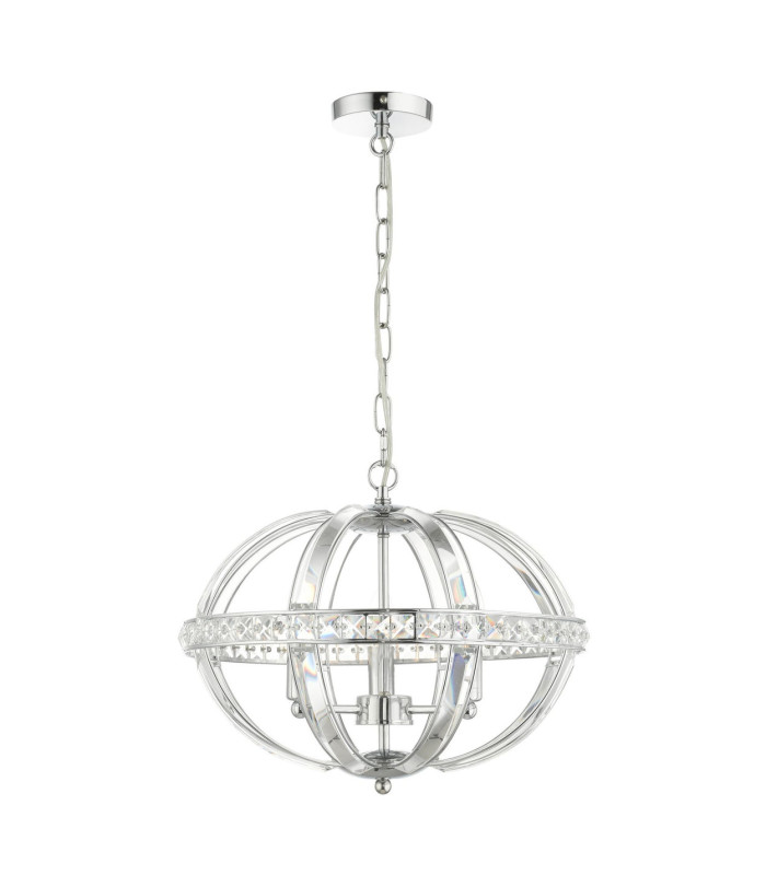 Laura 3 Light Oval Pendant Ceiling Light Polished Chrome-1