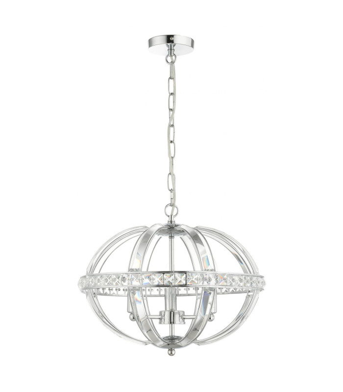 Laura 3 Light Oval Pendant Ceiling Light Polished Chrome-3