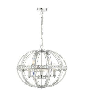 Laura 5 Light Oval Pendant Ceiling Light Polished Chrome-1