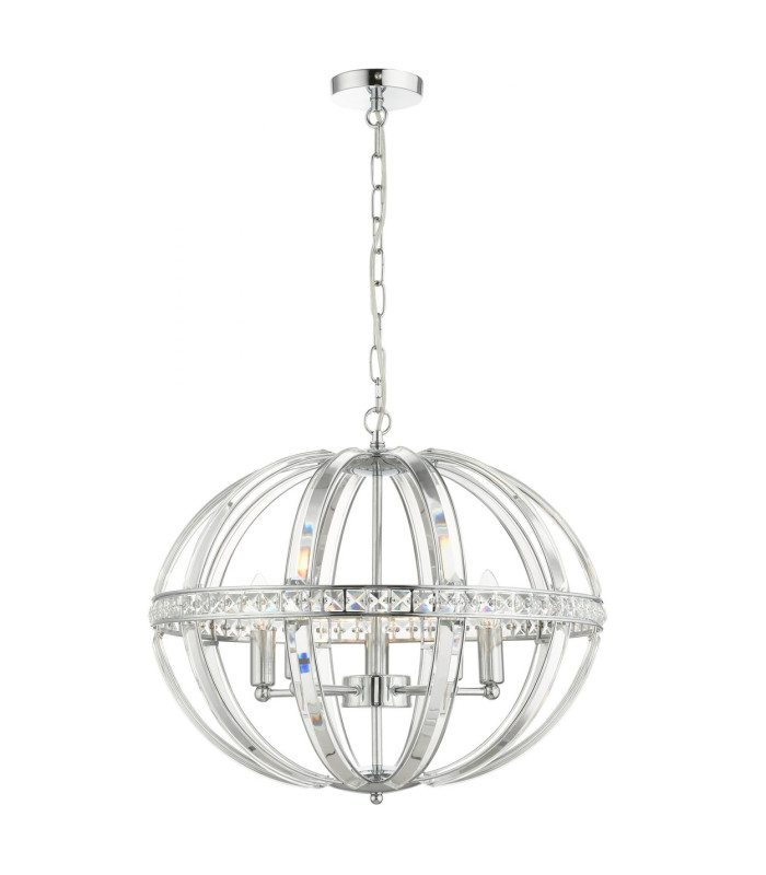 Laura 5 Light Oval Pendant Ceiling Light Polished Chrome-1