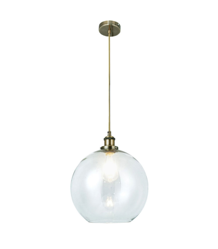 Lewis Medium Glass Ball Pendant Ceiling Light Antique Brass