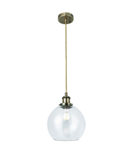 Lewis Small Glass Ball Pendant Ceiling Light Antique Brass