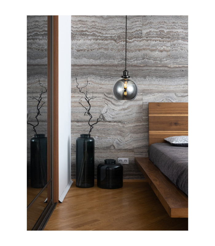 Lewis Small Glass Ball Pendant Ceiling Light Matt Black-2