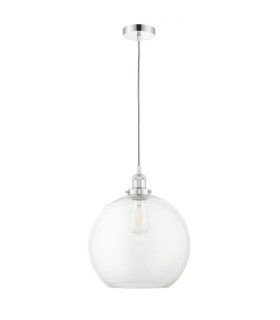 Lewis Medium Glass Ball Pendant Ceiling Light Polished Chrome