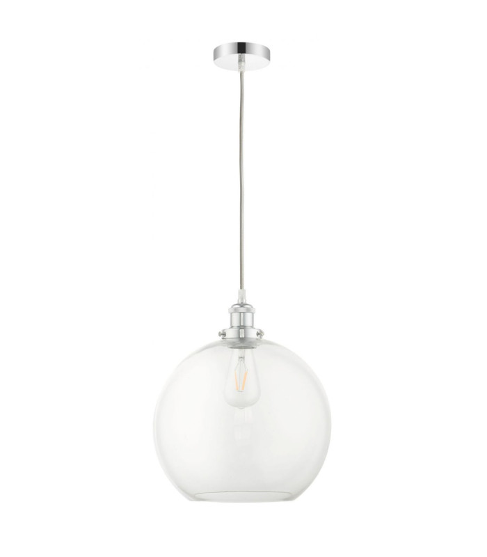 Lewis Medium Glass Ball Pendant Ceiling Light Polished Chrome
