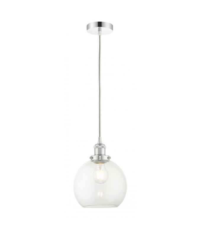 Lewis Small Glass Ball Pendant Ceiling Light Polished Chrome