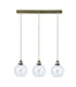 Lewis 3 Light Small Glass Ball Bar Pendant Ceiling Light Antique Brass