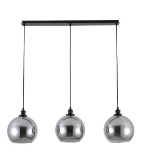 Lewis 3 Light Small Glass Ball Bar Pendant Ceiling Light Matt Black-1