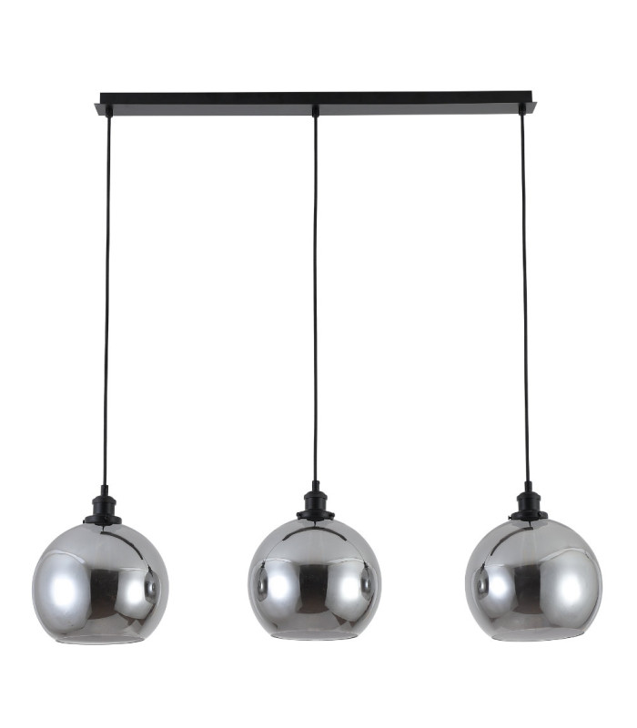 Lewis 3 Light Small Glass Ball Bar Pendant Ceiling Light Matt Black-1