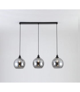 Lewis 3 Light Small Glass Ball Bar Pendant Ceiling Light Matt Black-2