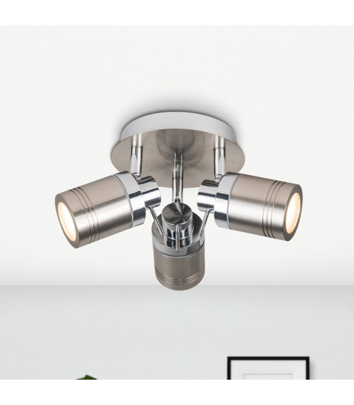 Luxo 3 Light Cluster Spotlight Satin Chrome-2