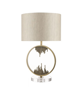Manhattan and Crystal Table Lamp with Shade Antique Brass-1