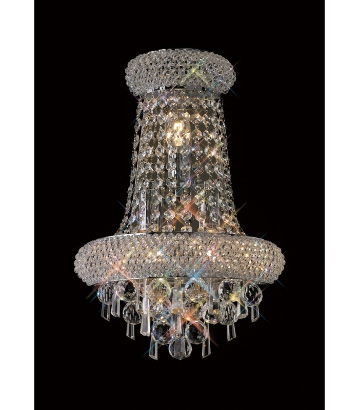 Wall Lamp Large 3 Light Polished Chrome, Crystal - 2
