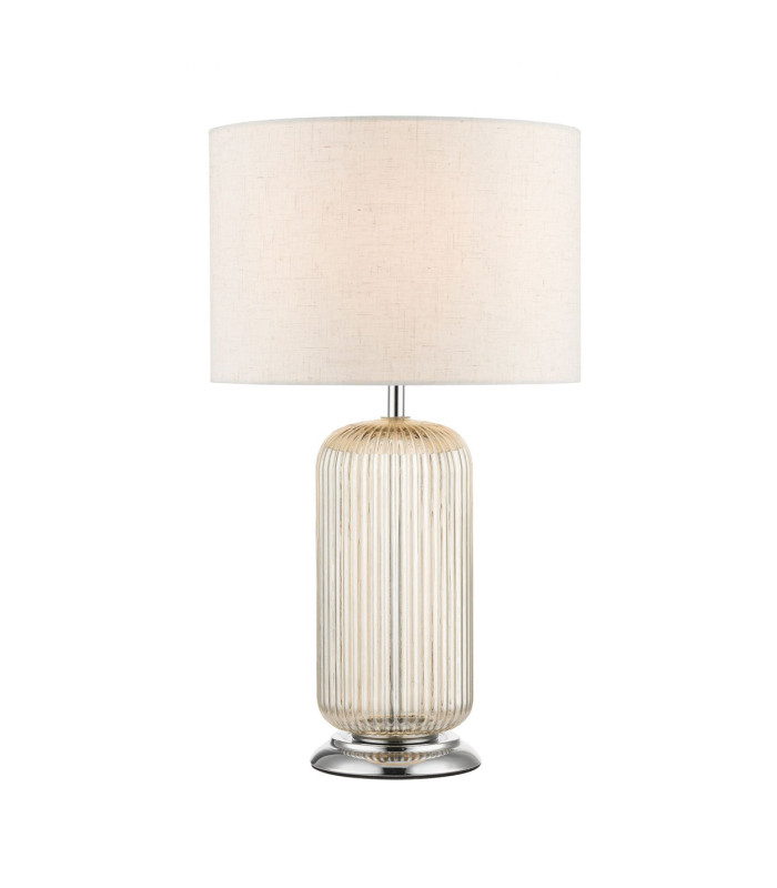 Mason Ribbed Glass Table Lamp with Shade Amber-1