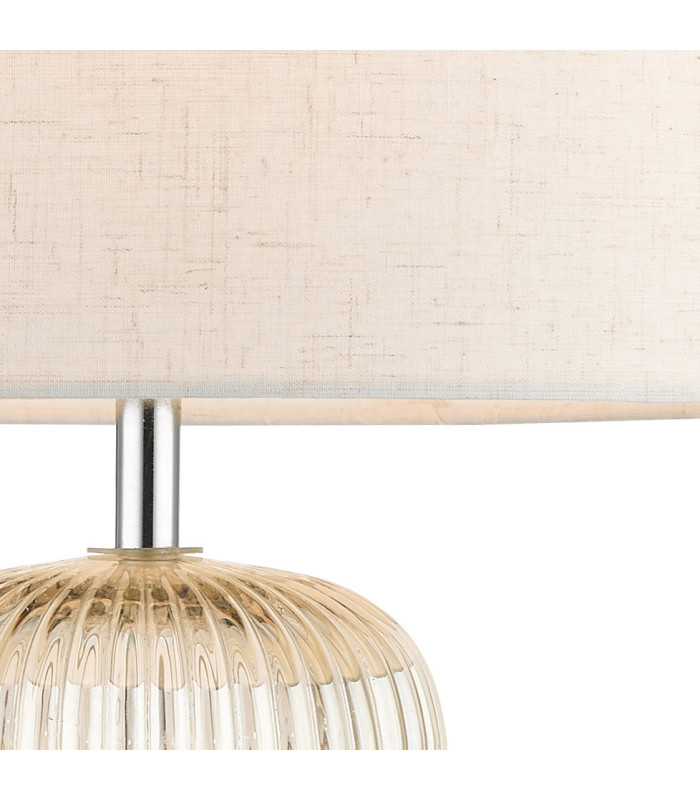 Mason Ribbed Glass Table Lamp with Shade Amber-3