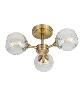 Mona 3 Light Semi Flush Ceiling Light Antique Brass-1
