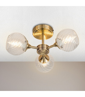 Mona 3 Light Semi Flush Ceiling Light Antique Brass-2