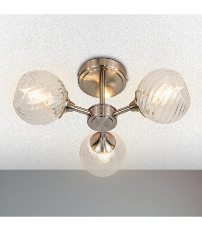 Mona 3 Light Semi Flush Ceiling Light Satin Chrome-2