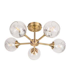 Mona 5 Light Semi Flush Ceiling Light Antique Brass-1